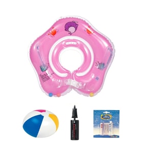 Bebek Yüzme Boyun Simidi Tatil Seti (Pembe)