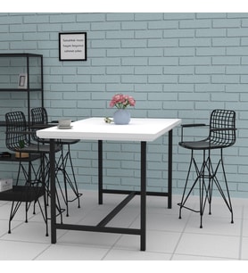 Knsz orta boy tel bar sandalyesi 1 li mağrur syhsyh kolçaklı 65 cm oturma yüksekliği mutfak bahçe cafe ofis (Karışık)