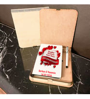 Sevgiliye Hediye Ahşap Kutulu Defter Kalem Set 039