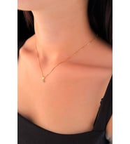 14 Ayar Altın Küp Zincir Kirpik Uçlu Kolye (Rose)