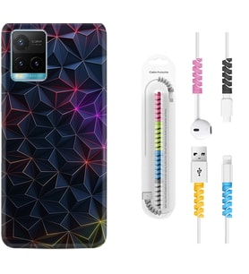Vivo Y11S Y21S Y20 Y20S Y70 Kılıf Kablo Koruma Spiral Silikon Renkli Prizmalar 1783