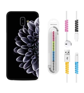 Samsung J6 Plus J7 Prime J7 Pro M20 Kılıf Kablo Koruma Spiral Silikon Çiçekler 1639