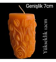 dekoratif çiçek desenli kokulu mum (Turuncu)