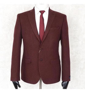 JAN CARLUCCİ Yünlü Erkek Regular Fit Mono Yaka Bordo Drop 4 Tek Ceket