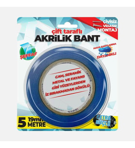 Çift Taraflı Akrilik (Silikonize) Şeffaf  Montaj Bandı