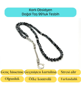 Sertifikalı Karlı Obsidyen 6mm 99luk Doğal Taş Tesbih