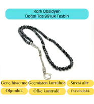 Sertifikalı Karlı Obsidyen 6mm 99luk Doğal Taş Tesbih