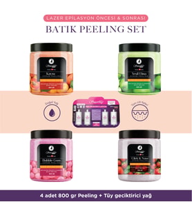Lazer Peeling Epilasyon Peeling Batık & Çilek Bacak Onarıcı 4 X 800g + 4lü Karınca Yumurtası Yağ