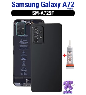 Samsung Galaxy A72 Arka Kapak Pil Batarya Kapağı Kamera Lensli SM-A725F Uyumlu + B7000