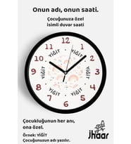 İsme Özel Pastel Gökkuşağı Çocuk Odası Duvar Saati Orta Boy 30 cm Siyah Camlı Sessiz