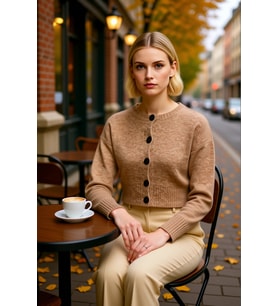 Kadın Oversize Düğmeli Crop Triko Hırka Yumuşak Dokusuyla ve Rahatlığı Bir Arada Sunar Şık