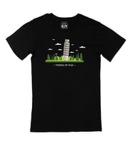 Pisa Kulesi Siyah Tişört
