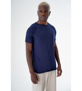 Chuba Erkek Bisiklet Yaka Spor Kesim Kısa Kollu İnce Triko T-Shirt Lacivert 24S268