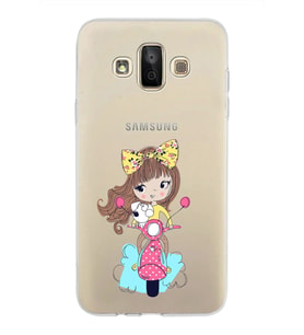Samsung Galaxy J7 Duo Kapak Vespagirl Tasarımlı Şeffaf Silikon Kılıf