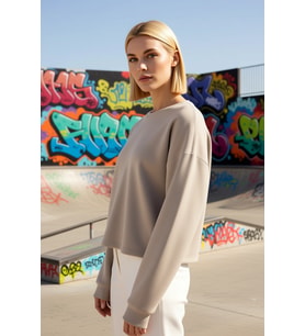 Kadın Bisiklet Yaka Standart Kol Crop Örme Sweatshirt Fonksiyonel Dayanıklı Kaliteli Rahat