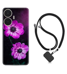 Realme C55 Kılıf Resimli Boyun Askılı İpli Desenli Silikon Series Çiçekler 1869