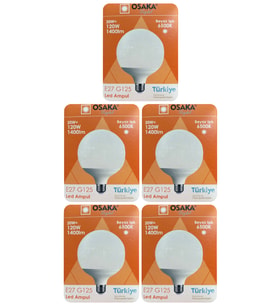 (5 Adet) 20W (120W) 6500K (Beyaz Işık) E27 Duylu (Kalın Duy) Glop Led Ampul