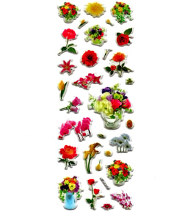 Sticker Kabartmalı Stiker Defter, Planlayıcı Etiket - (JF1221) 16x7 cm- Çiçek Buket