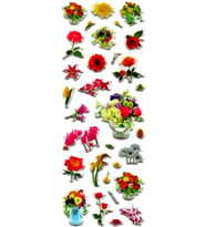 Sticker Kabartmalı Stiker Defter, Planlayıcı Etiket - (JF1221) 16x7 cm- Çiçek Buket