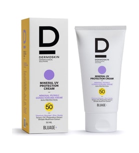 Dermoskin Blueage+ Mineral Filtreli Güneş Koruyucu Krem SPF 50+ Nemlendirici Güneş Kremi UVA & UVB 50 ml