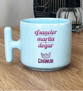 Kişiye Özel Balık Koç Burcu Hediye Pastel T Kupa Doğum Günü Hediyesi (Mavi)