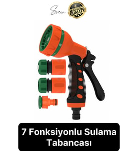 Premium 8 Fonksiyonlu Adaptörlü Yüksek Basınçlı Kopmaz Sulama Tabancası Bahçe Araba Yıkama Tazikli