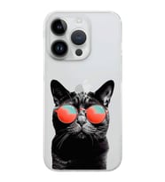 PrintiFy iPhone 14 Pro ile Uyumlu Kedi 3 Kamera Korumalı Şeffaf Kılıf