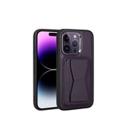 Apple iPhone 14 Pro Uyumlu Kılıf Kartlıklı Standlı Pu Deri Zore Memo Kapak (Koyu Mor)