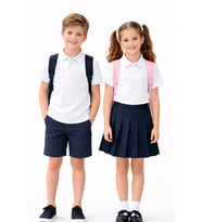 Erkek Kız Çocuk Polo Yaka Kısa Kollu Tişört BGL-ST05505 (Beyaz)