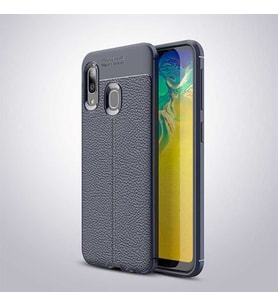 Samsung Galaxy A20 Kılıf Esnek Pu-Deri Leather-Pu Serisi Protected Case (Lacivert)