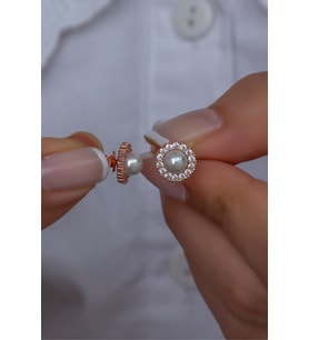 925 Ayar Gümüş Rose Tektaş İnci Küpe
