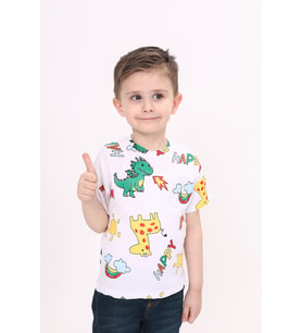 Toontoy Erkek Çocuk Baskılı Tişört (Beyaz)