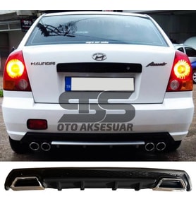 Hyundai Accent Admire Difüzör Arka Tampon Eki 2 Egzoz Çıkışlı Siyah Lüx Tip