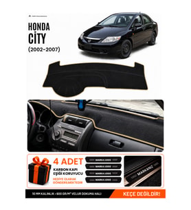 HONDA CITY (2002-2007) Uyumlu Torpido Örtüsü Torpido Kılıfı - Siyah Bej