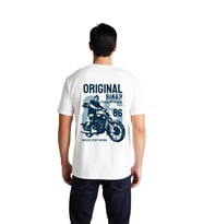 Erkek Vintage Motosiklet Baskılı Tişört %100 Pamuk Rahat Kesim Grafik Desen Günlük Giyim Modern