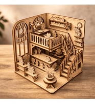 Indoor Garden Ahşap Maket Seti – DIY Miniatür İç Mekan Bahçesi Book Nook Dekoru