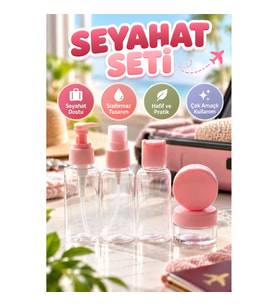 5 Parça Seyahat Tipi Kozmetik Dolum Seti – 30 ml Şişe ve Krem Kapları