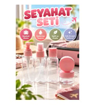 5 Parça Seyahat Tipi Kozmetik Dolum Seti – 30 ml Şişe ve Krem Kapları
