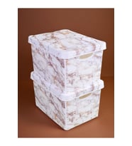 Marble Desen Plastik Kutu Seti, 2x20 Litre, Şık ve Pratik Saklama Çözümü