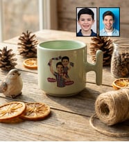 Kişiye Özel Karikatürlü Bordo Mavi Taraftar Baba Oğul T Pastel Kupa Babalar Günü Hediyesi