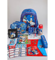 x Dekomus "Speed Force Collection" Lisanslı Sonic Kırtasiye Seti Okul,Kalem ve Beslenme Çantası,Matara,Beslenme Kabı