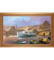Çerçeveli Paspartulu Manzara Tablo bm1206 (Gold)
