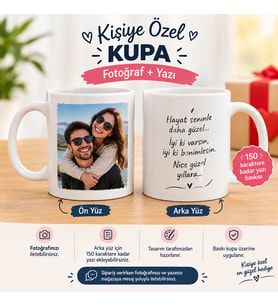 Kişiye Özel Kupa Bardak – Fotoğraf Baskılı ve 150 Karakter Yazılı