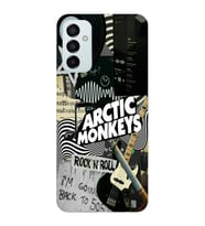 Samsung Galaxy M14 Uyumlu Arctic Monkeys Kolaj Desenli Şeffaf Telefon Kılıfı