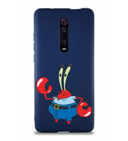 Xiaomi Redmi K20 Soft Premier Kapak Bay Yengeç Tasarımlı Silikon Kılıf - Lacivert (Şeffaf)