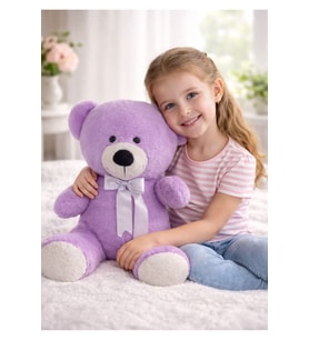 50 Cm Elyaf Dolgulu Toscano İthal Kumaş Pofuduk Sevimli Ayıcık Peluş Ayı Peluş Oyuncak (Lila)