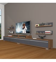Decoraktiv Ekoflex 360R Mdf Tv Ünitesi Tv Sehpası - Ceviz Antrasit (Antrasit - Ceviz)