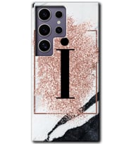 Galaxy S24 Ultra Kılıf HD Desen Baskılı Kılıf - Pembe Mermer Desenli İ Harfi