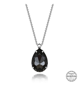 Crystal TaşlıDamla Top  Zincir 925 Ayar Gümüş Kolye