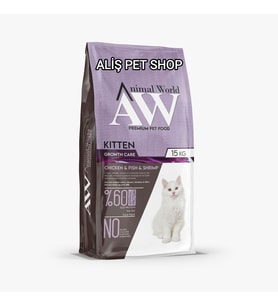 Animal World Kitten Tavuk – Balık ve Karidesli Yavru Kedi Maması 15 Kg